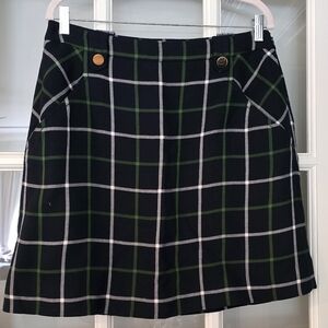 Kate Spade Black and Green Plaid Skirt
